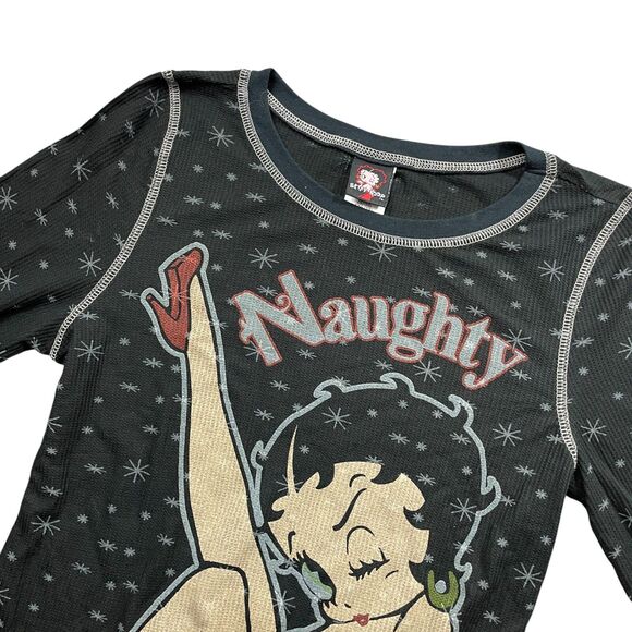 Betty Boop 19‎ Junior XXL Lightweight Thermal Long Sleeve Shirt Cotton Blend - Picture 2 of 5